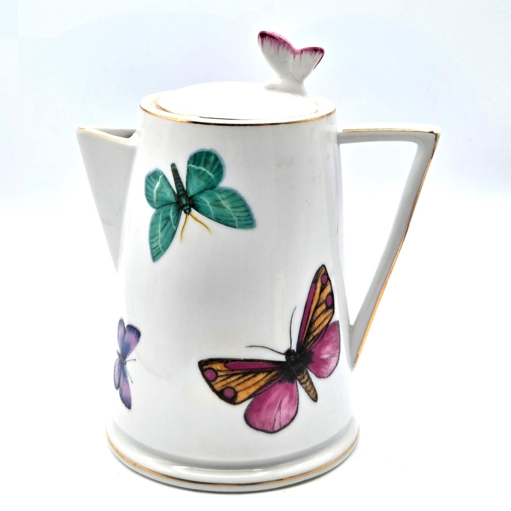 Graces Teaware The‎ Fancy Butterfly Pattern Teapot with Lid RETIRED